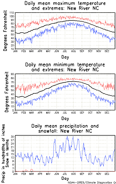 New River, North Carolina Annual Temperature Graph